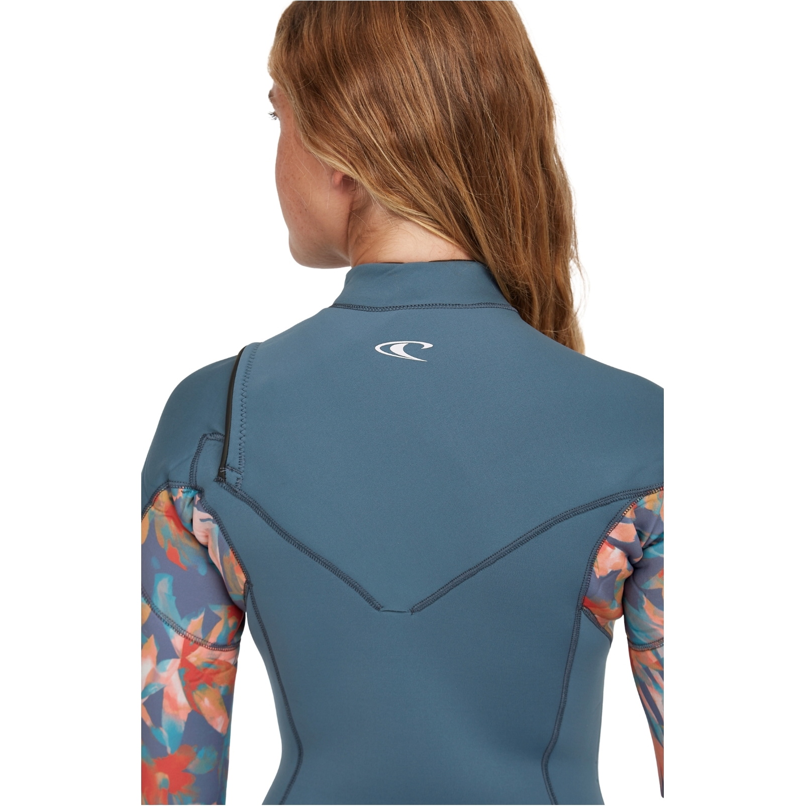 2025 O'Neill Womens Epic 3/2mm Chest Zip Wetsuit 5650 - Copen Blue / Painted Tropics